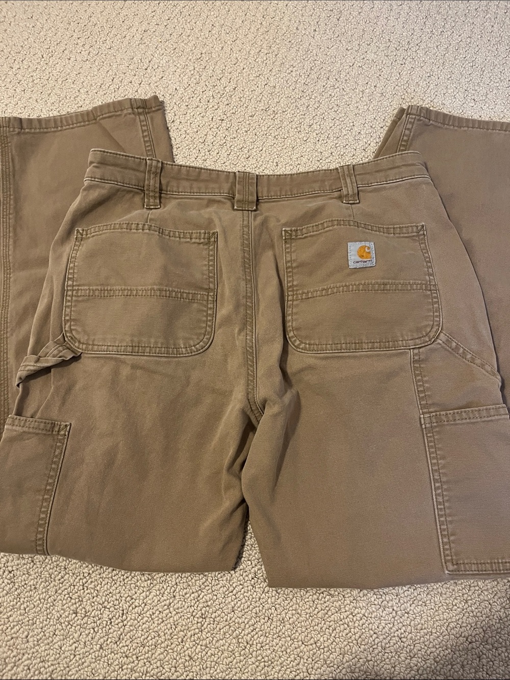Carhartt Loose Fit Men’s Cargo Carpenter Pants Brown Beige 6 Short